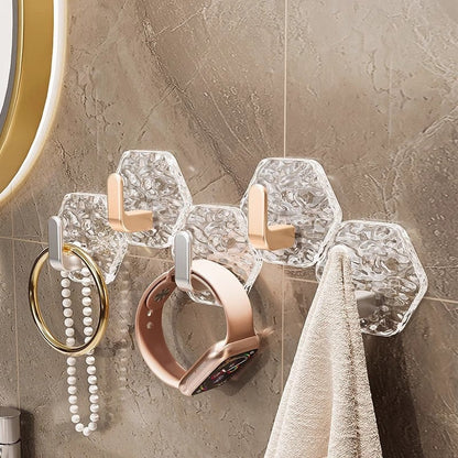 Hexagonal Ripple Heavy Duty Hooks for Bathroom, Kitchen & Household Organization