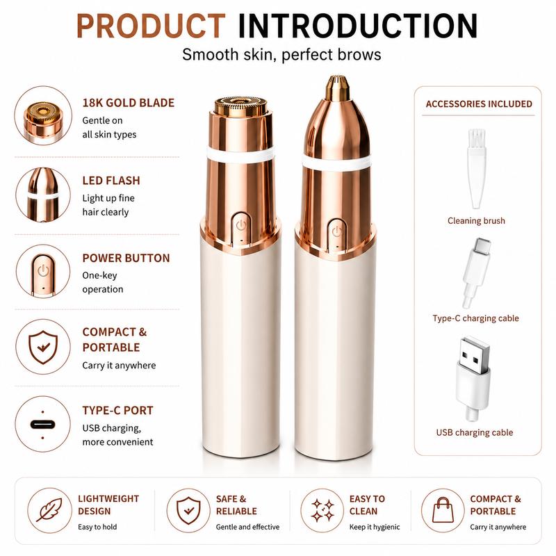 2-in-1 Women's Facial & Eyebrow Hair Trimmer