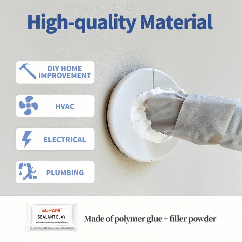 Eco-Friendly Sealant Clay – Waterproof Moldable Caulk Putty for Air Conditioner Holes, Wall Cracks & Pipe Gaps, Strong Adhesion Repair Sealant