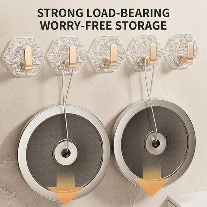 Hexagonal Ripple Heavy Duty Hooks for Bathroom, Kitchen & Household Organization