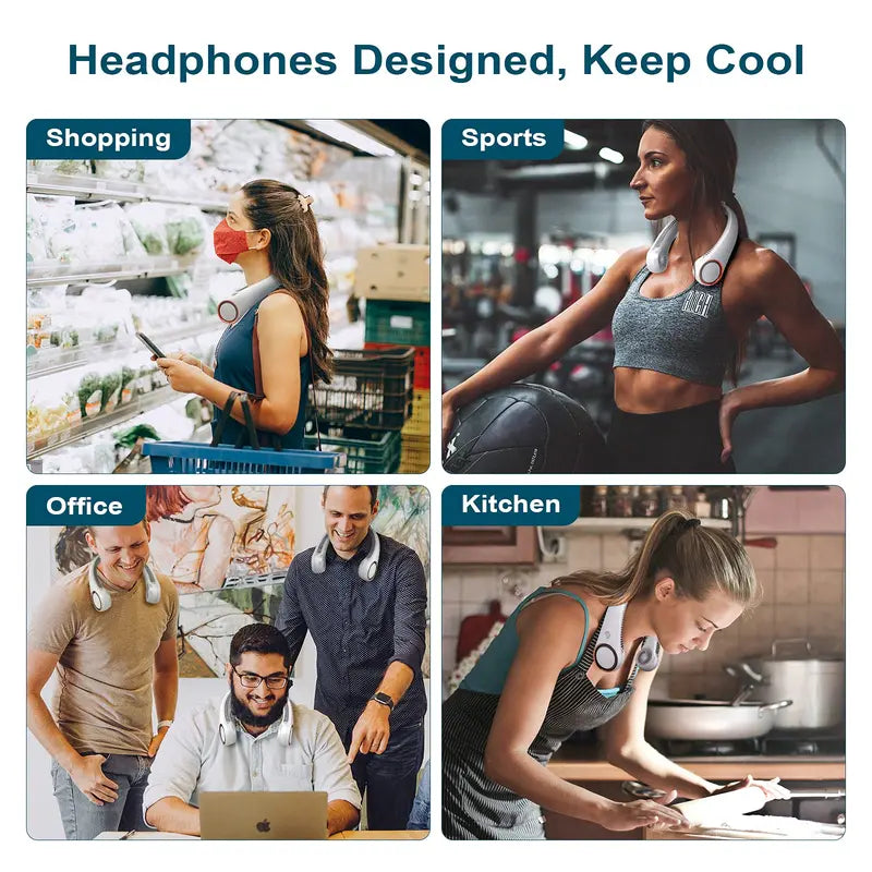 ❄️LAST DAY 75% OFF ✨Portable Neck Fan, Bladeless Wearable Personal Fan, Hands-Free Cooling for Outdoor & Office