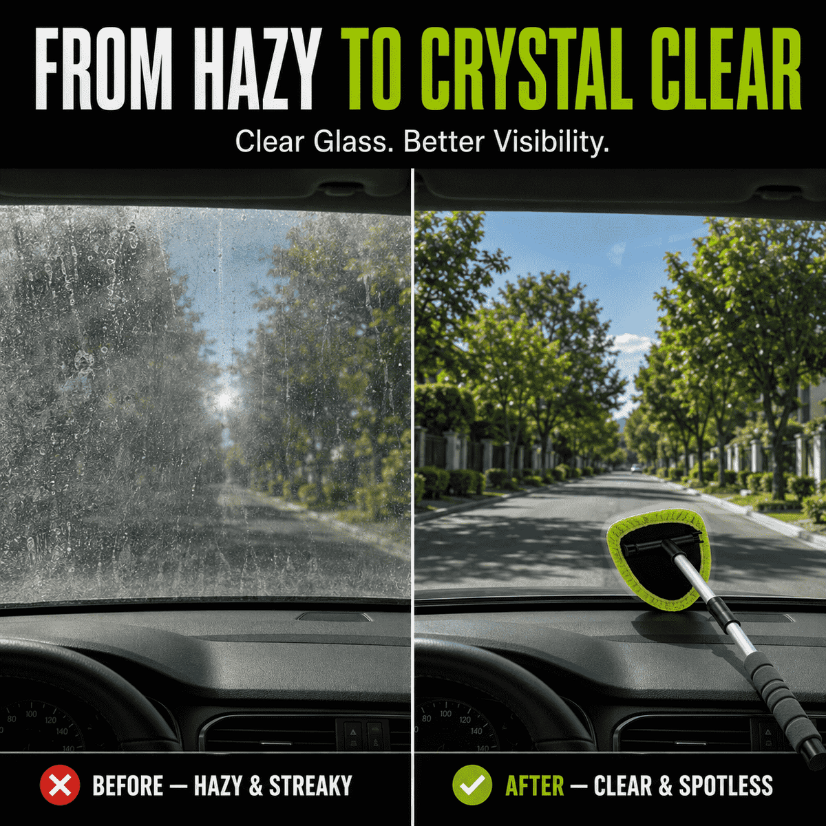 Car Windshield Cleaning Brush — Extendable Microfiber for 360° Window Cleaning🍇
