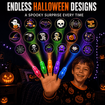 Halloween Finger Lights, Fun Multi-Design Glow Toys for Kids, Party Favors, Decorations & Gifts