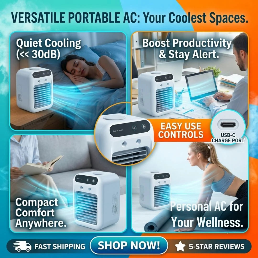 Portable Air Cooler,3-in-1 Cooling Fan with 2 Mist Speeds