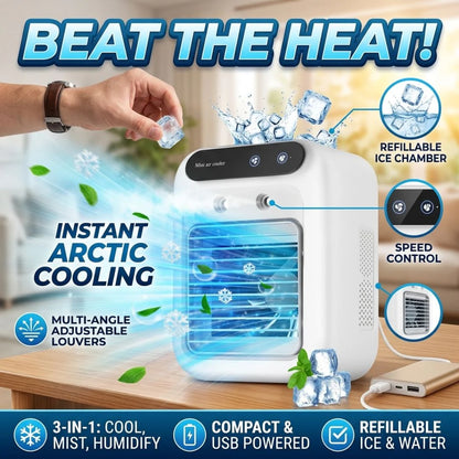 Portable Air Cooler,3-in-1 Cooling Fan with 2 Mist Speeds