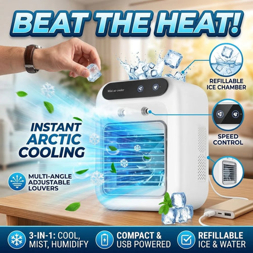 Portable Air Cooler,3-in-1 Cooling Fan with 2 Mist Speeds