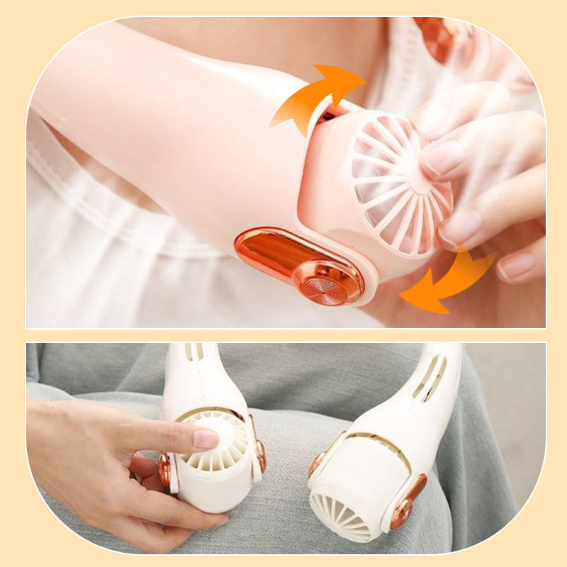🥳2026 HOT SALE🥳💞50K+ SOLD!🍃💨 50% OFF! Neck Air Conditioner Fan – Ultra‑quiet, 360° rotating, 3 speeds. Hands‑free cooling, long battery. Summer essential! 😎🌬️