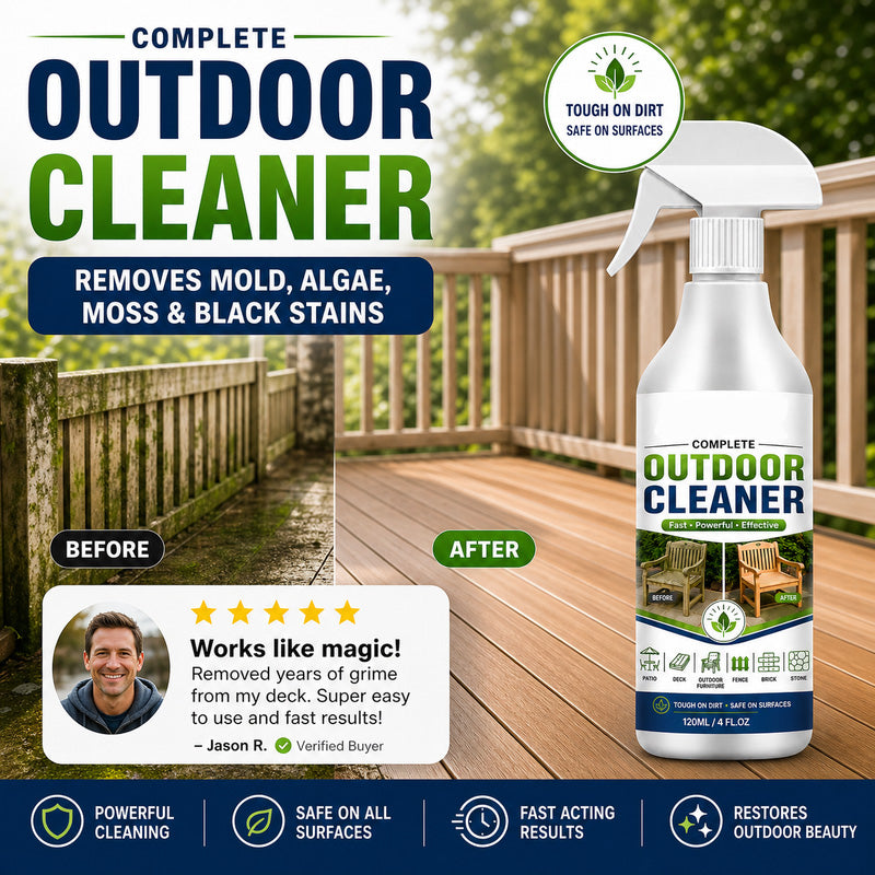 Outdoor Cleaning Spray for Patios, Decks, Fences, Brick, Stone, Steps & Walkways – Tough on Dirt, Grime, Moss & Green Buildup