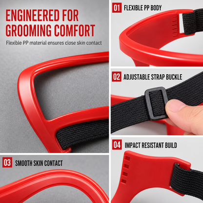 ❤️Red 4-Piece Beard Shaping Tool and Hair Styling Comb Set with Neckline Hair Trimming