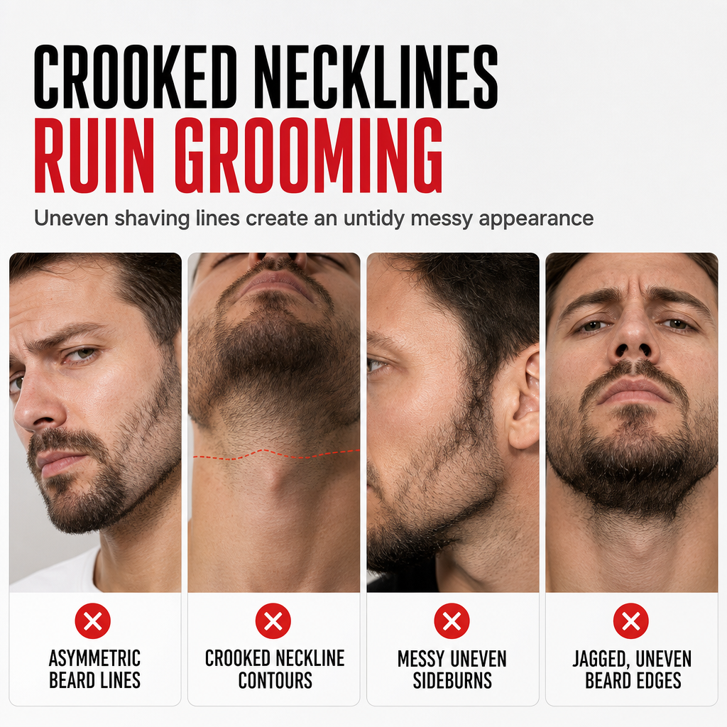 ❤️Red 4-Piece Beard Shaping Tool and Hair Styling Comb Set with Neckline Hair Trimming