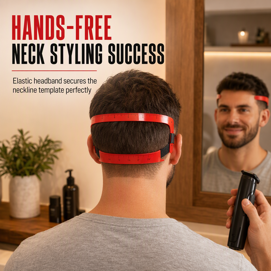 ❤️Red 4-Piece Beard Shaping Tool and Hair Styling Comb Set with Neckline Hair Trimming