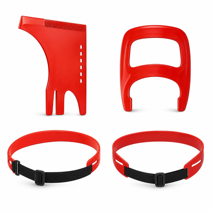 ❤️Red 4-Piece Beard Shaping Tool and Hair Styling Comb Set with Neckline Hair Trimming