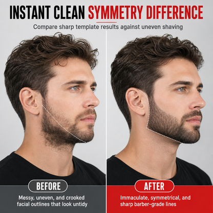 ❤️Red 4-Piece Beard Shaping Tool and Hair Styling Comb Set with Neckline Hair Trimming